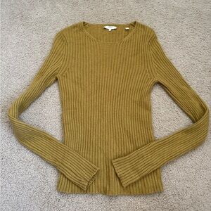 Vince Mustard Ribbed Knit Sweater